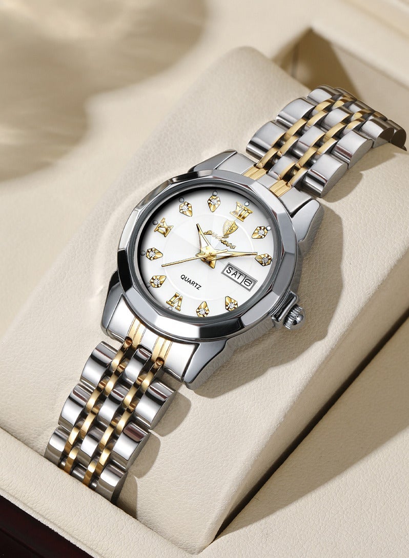 GOHUOS Women's Watch, Top Brand Luxury Stainless Steel Band Water Resistant Quartz Analog Classic Ladies Wrist Watch - 27mm - Mother or Girlfriend Gift - Image 1