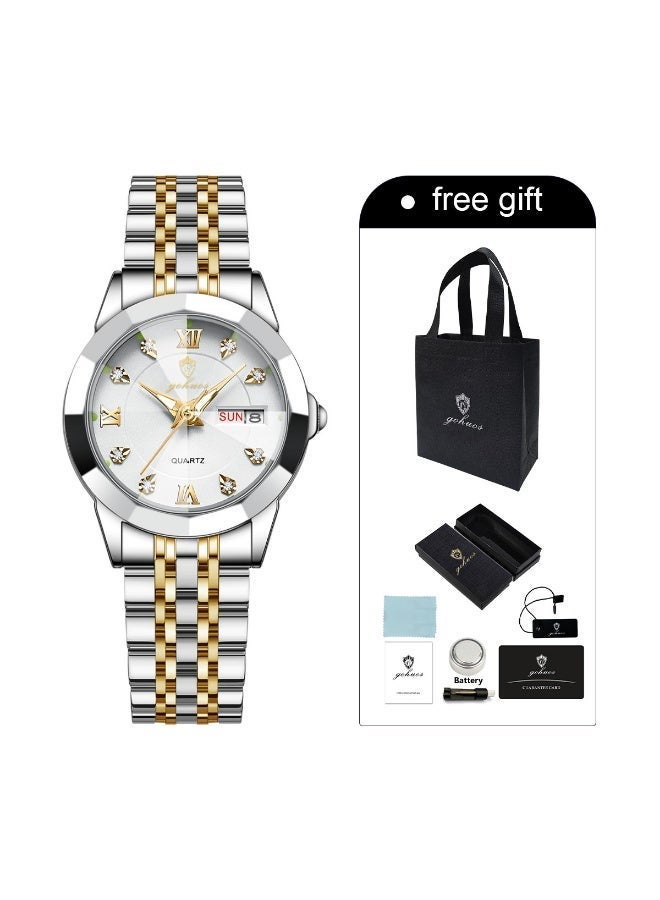 GOHUOS Women's Watch, Top Brand Luxury Stainless Steel Band Water Resistant Quartz Analog Classic Ladies Wrist Watch - 27mm - Mother or Girlfriend Gift - Image 2