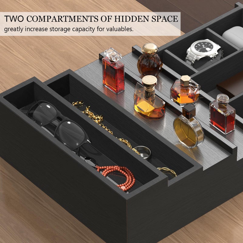Zaldia Wooden Cologne Organizer for Men 4 Tier of Perfume Display Holder of Drawer & 2 Hidden Compartments Larger Storage Space Mens Perfume Organizer Shelf Stand,Gift for Man (4T-Black) - Image 3