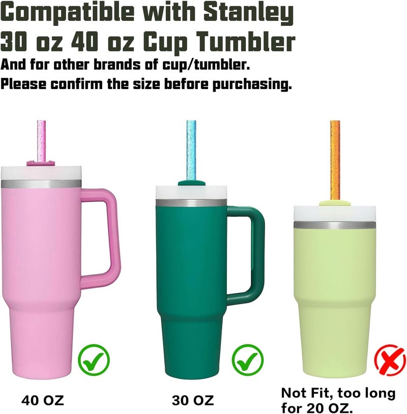 Beonsky Replacement Straw Compatible with Stanley 40 oz 30 oz Cup Tumbler, 6 Pack Reusable Straw with Cleaning Brush, Plastic, Color, Dishwasher Safe - Image 3