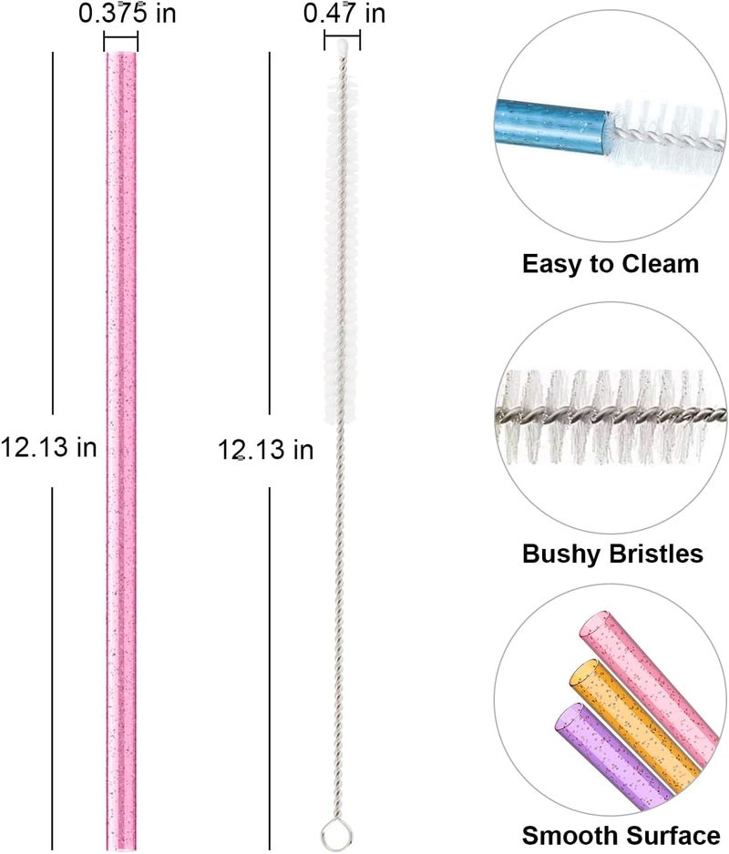 Beonsky Replacement Straw Compatible with Stanley 40 oz 30 oz Cup Tumbler, 6 Pack Reusable Straw with Cleaning Brush, Plastic, Color, Dishwasher Safe - Image 2