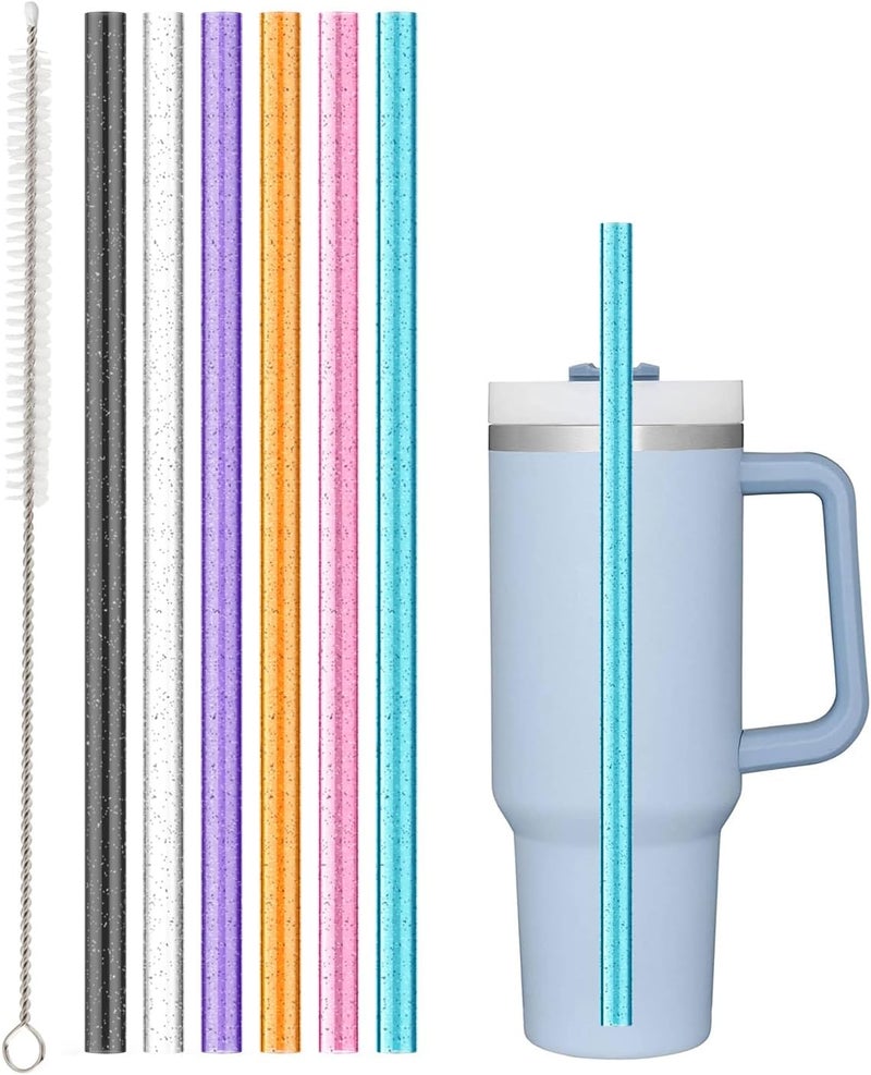 Beonsky Replacement Straw Compatible with Stanley 40 oz 30 oz Cup Tumbler, 6 Pack Reusable Straw with Cleaning Brush, Plastic, Color, Dishwasher Safe - Image 1