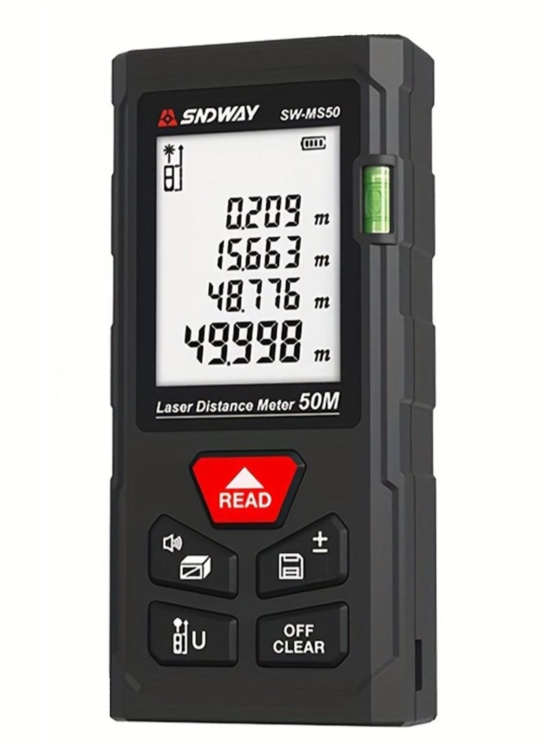 SNDWAY Laser Measure 50M, Ft/in/M Unit Switch Digital Laser Tape Measure, LCD Backlit Laser Distance Measure Pythagorean Mode Area and Volume Measuring，Industrial Measuring Tool Laser Measurement Tool - Image 1