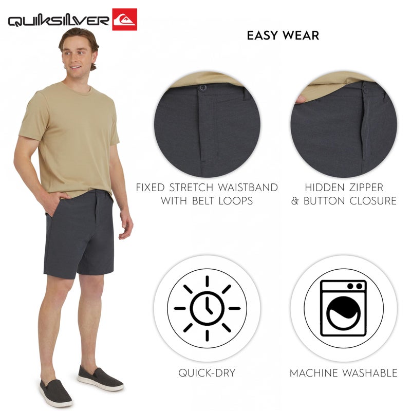 Quiksilver Men's Regular Fit Fixed Waist Water Friendly Active Hybrid Shorts, Striped Design - Steel, 34 - Image 4