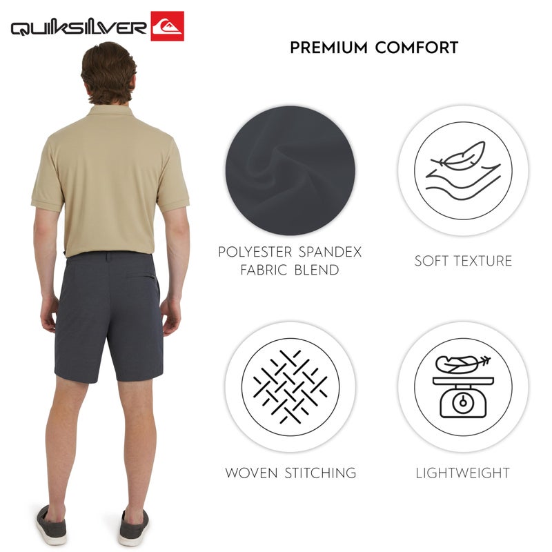 Quiksilver Men's Regular Fit Fixed Waist Water Friendly Active Hybrid Shorts, Striped Design - Steel, 34 - Image 3