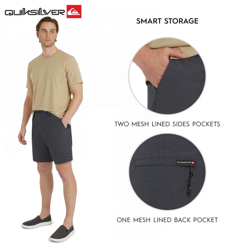 Quiksilver Men's Regular Fit Fixed Waist Water Friendly Active Hybrid Shorts, Striped Design - Steel, 34 - Image 5
