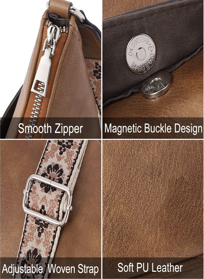WJCD Women's Crossbody Handbags Vegan Leather Shoulder Bag with Adjustable Strap, Lightweight Small Purse for Everyday Essentials (Brown) - Image 2