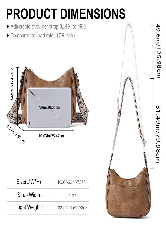 WJCD Women's Crossbody Handbags Vegan Leather Shoulder Bag with Adjustable Strap, Lightweight Small Purse for Everyday Essentials (Brown) - Image 5