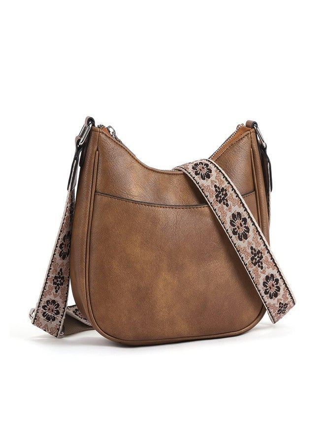 WJCD Women's Crossbody Handbags Vegan Leather Shoulder Bag with Adjustable Strap, Lightweight Small Purse for Everyday Essentials (Brown) - Image 1