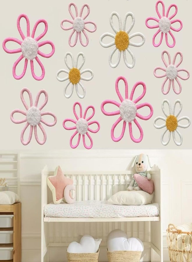 KUNHEHO Boho Wall Decor Set of 6 Daisy Flower With Butterflies Wall Decor Nursery Wall Decors Bohemian Macrame Wall Hanging Decor for Nursery Home Bedroom (3 colors) - Image 5