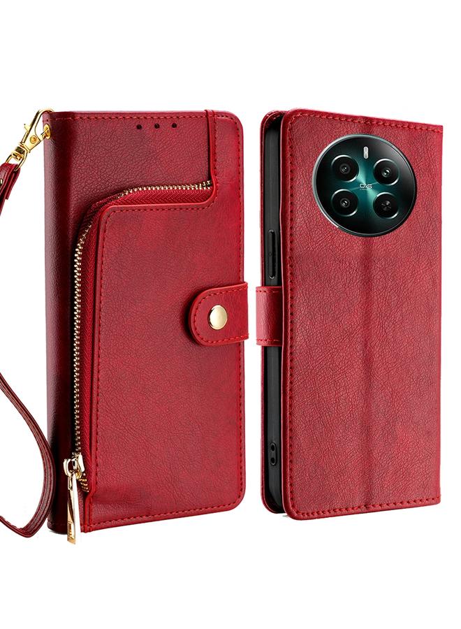 اس-توب جراب هاتف Realme 12+ 5G مصنوع من الجلد مع سحاب - Image 1