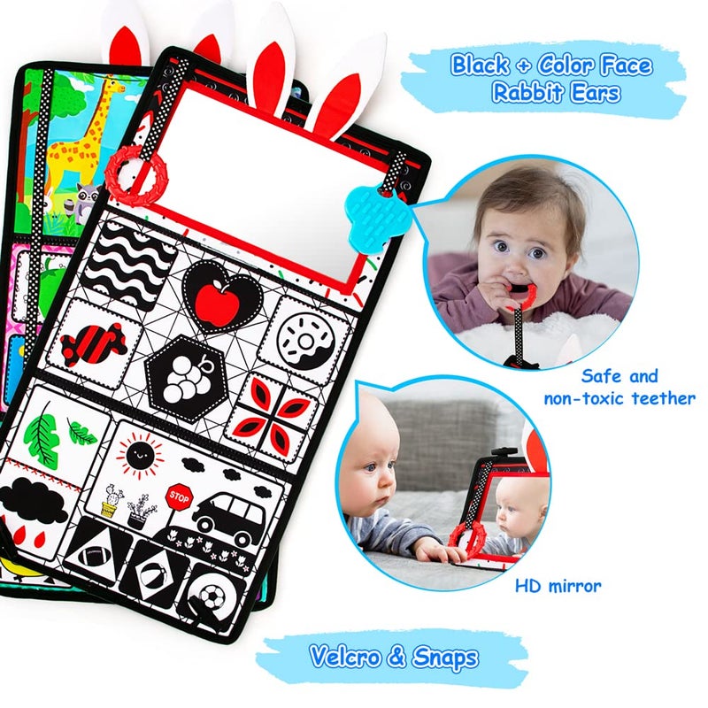 Inbeby Tummy Time/Baby Mirror Toys  Black And White High Contrast Tabletop Mount Baby Newborn Toys 0 3 6 Months Brain Development  Sensory Texture Piano Infant Toys 0 3 6 Months With Squeaker - Image 4