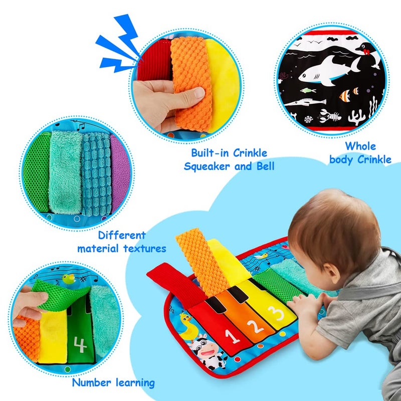 Inbeby Tummy Time/Baby Mirror Toys  Black And White High Contrast Tabletop Mount Baby Newborn Toys 0 3 6 Months Brain Development  Sensory Texture Piano Infant Toys 0 3 6 Months With Squeaker - Image 3