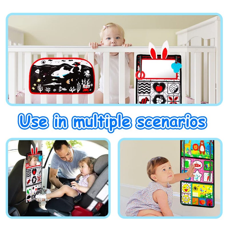 Inbeby Tummy Time/Baby Mirror Toys  Black And White High Contrast Tabletop Mount Baby Newborn Toys 0 3 6 Months Brain Development  Sensory Texture Piano Infant Toys 0 3 6 Months With Squeaker - Image 5