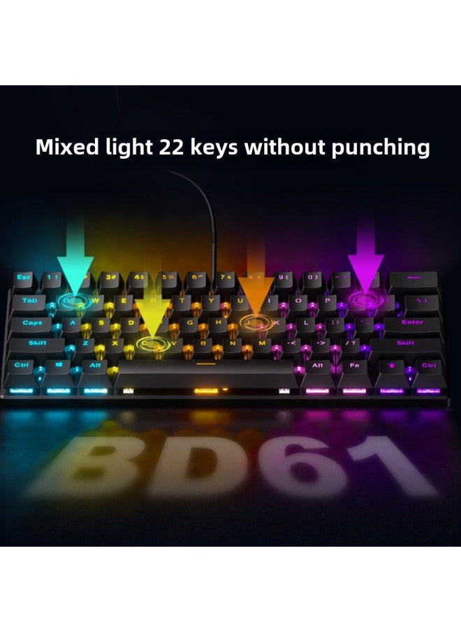 Generic 61 Key Wired Mechanical ACE Mixed Lights Hot Plug Mechanical Red Axis Mute Green Axis Office Game Keyboard Cross-border-Color:61 Keys - White And Black - Rgb - Sleeve Brown Switches  - Image 4