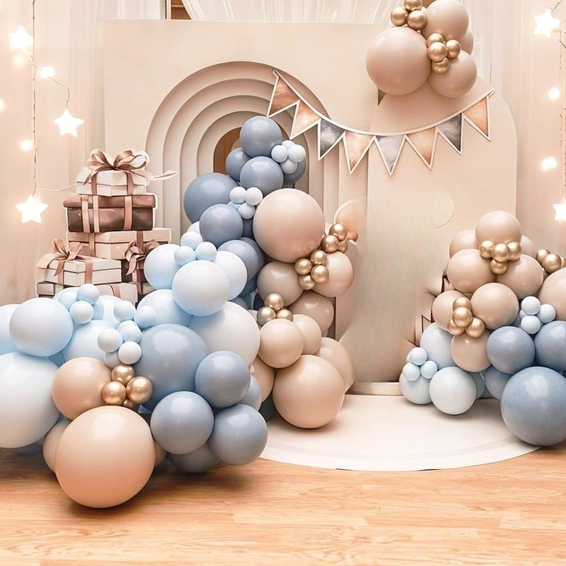 Sowide Dusty Blue Balloon Arch Kit,122Pcs Light Blue Sand White Metallic Gold Matte Balloons for Kids Boy Baby Shower Decorations Wedding Graduation Bridal Engagement Birthday Party Supplies - Image 5