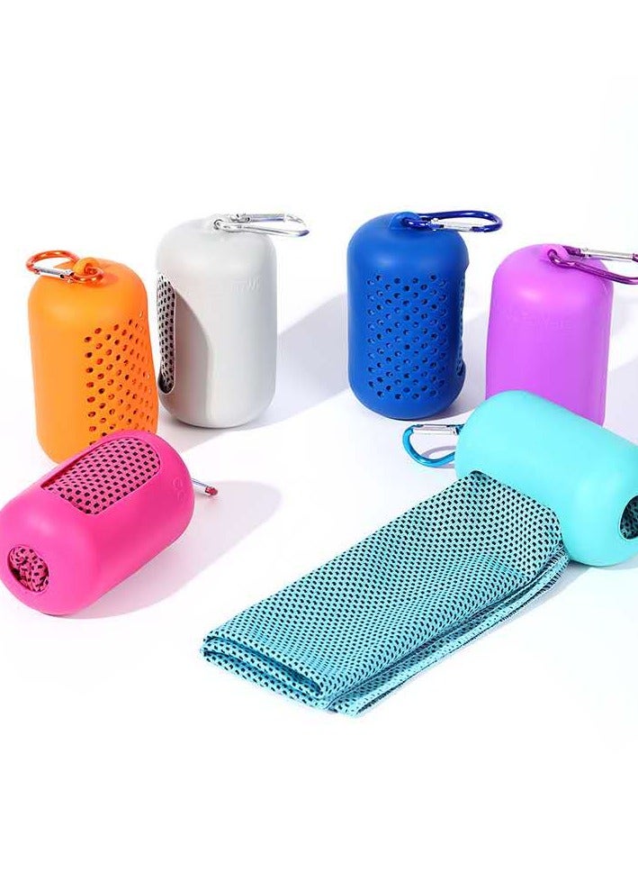 Cooling Towel - Sweat Absorbent, Ice Towel, Gym, Golf, Camping Hiking, Basketball, Yoga Towel with Silicone Storage - Lake Blue - Image 4