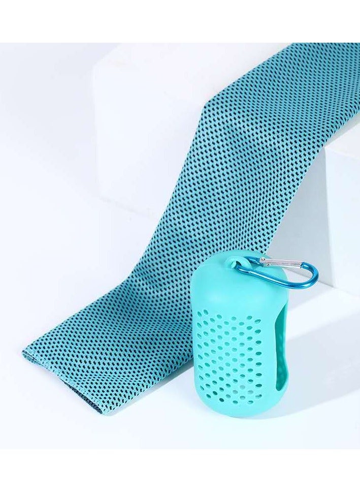 Cooling Towel - Sweat Absorbent, Ice Towel, Gym, Golf, Camping Hiking, Basketball, Yoga Towel with Silicone Storage - Lake Blue - Image 5