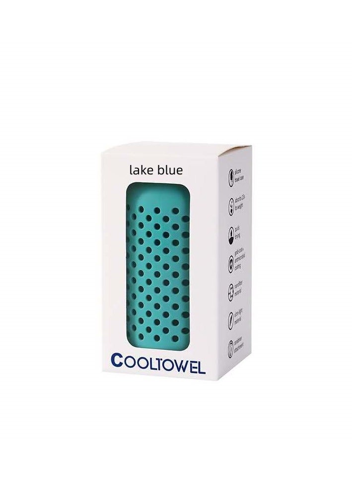 Cooling Towel - Sweat Absorbent, Ice Towel, Gym, Golf, Camping Hiking, Basketball, Yoga Towel with Silicone Storage - Lake Blue - Image 1
