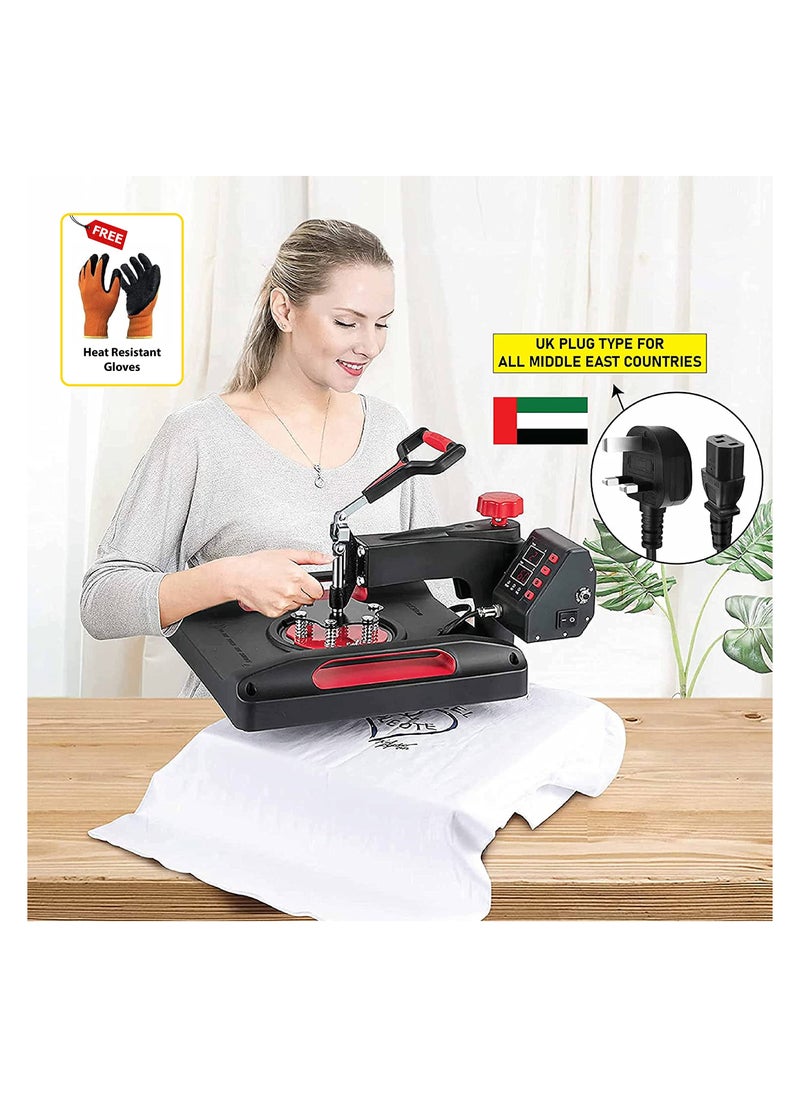 38x38cm Digital Heat Press Machine Swing Away Machine 360° Rotation Sublimation T-Shirt Transfer Printing Machine for Mugs Hats Plates Bags Pillows Mousepad with Heat Resistant Gloves - pzsku/Z7D1F6160CF7314255ECAZ/45/_/1712402796/0f4bd596-0d37-4b20-98e0-74c170fa8f0a