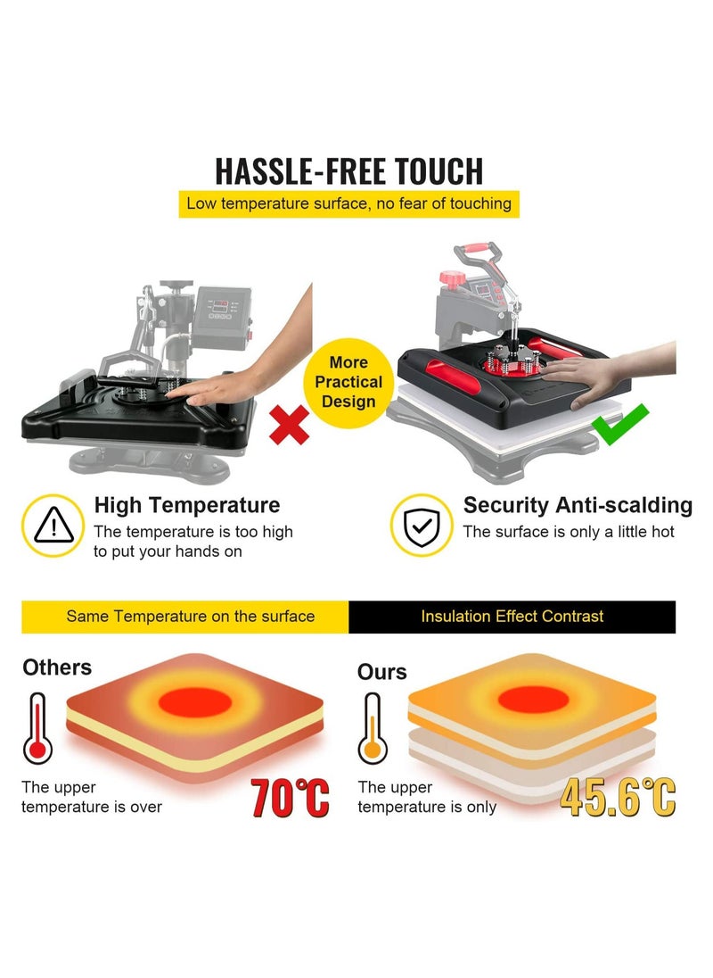 IMPRESOMATIC 38x38cm Digital Heat Press Machine Swing Away Machine 360° Rotation Sublimation T-Shirt Transfer Printing Machine for Mugs Hats Plates Bags Pillows Mousepad with Heat Resistant Gloves  - Image 5