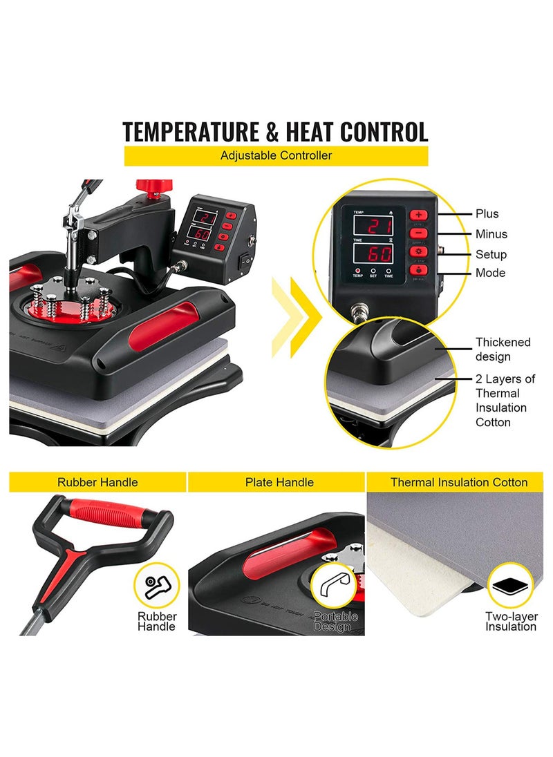 IMPRESOMATIC 38x38cm Digital Heat Press Machine Swing Away Machine 360° Rotation Sublimation T-Shirt Transfer Printing Machine for Mugs Hats Plates Bags Pillows Mousepad with Heat Resistant Gloves  - Image 3