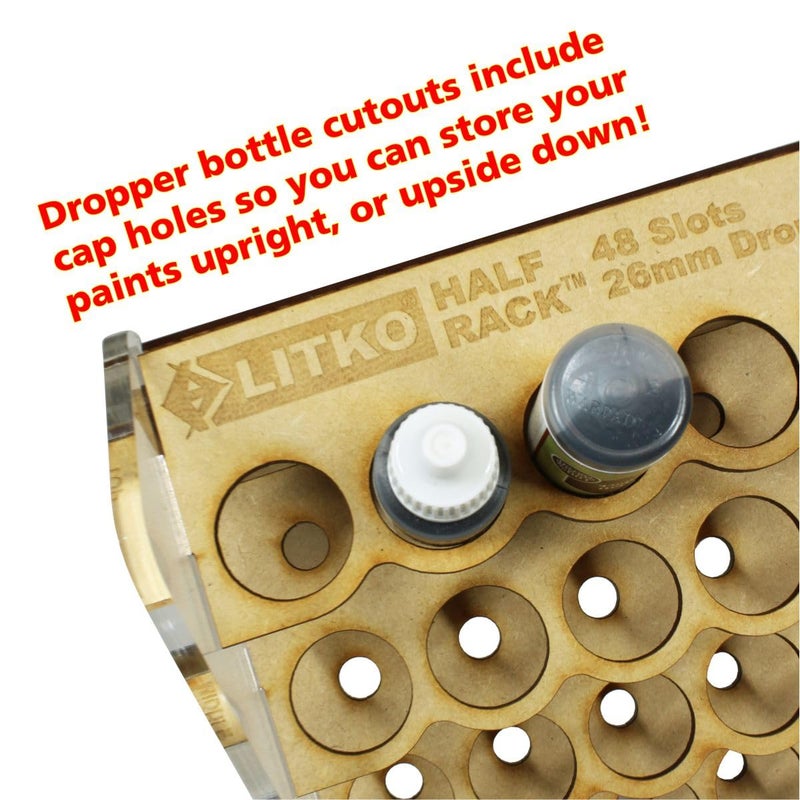 LITKO Paint Organizer Storage Rack | Miniature Model Hobby Paint Holder Caddy Stand | 18mL Dropper Bottle Shelf | Wall Mount | Portable | Compatible with Vallejo and Army Painter (48 Holes) - Image 5