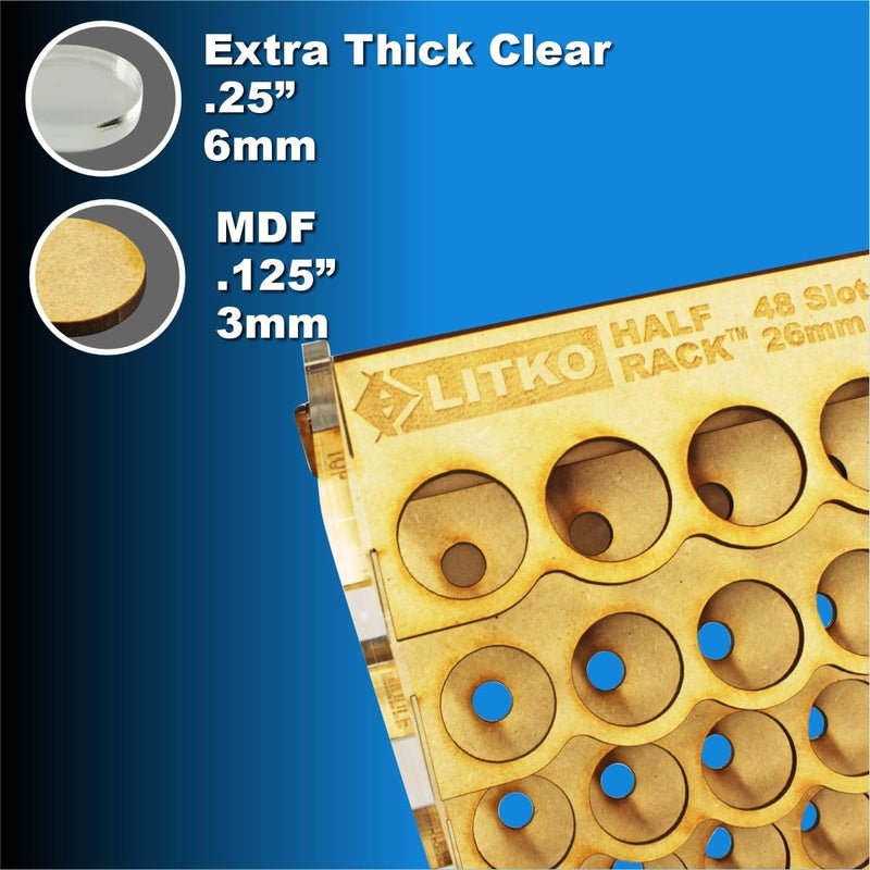 LITKO Paint Organizer Storage Rack | Miniature Model Hobby Paint Holder Caddy Stand | 18mL Dropper Bottle Shelf | Wall Mount | Portable | Compatible with Vallejo and Army Painter (48 Holes) - Image 4