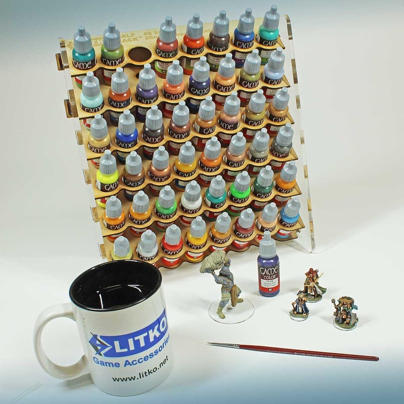 LITKO Paint Organizer Storage Rack | Miniature Model Hobby Paint Holder Caddy Stand | 18mL Dropper Bottle Shelf | Wall Mount | Portable | Compatible with Vallejo and Army Painter (48 Holes) - Image 2