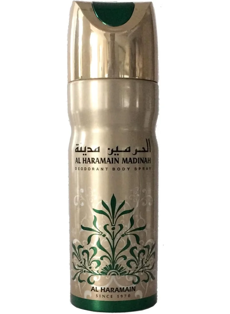 Al Haramain Al Haramain Madinah Deodorant Body Spray 200ml | Unisex Oriental Floral Fragrance | Long-Lasting Fresh & Musk Scent for Men & Women X 2 units