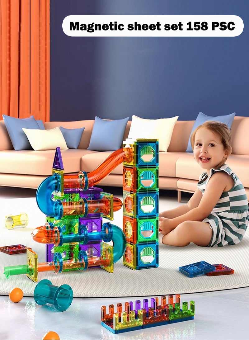 LOOPITYS Magnetic brick color window set, magnetic block pipeline, children's puzzle toy magnetic block, specification is 158PCS  - Image 1