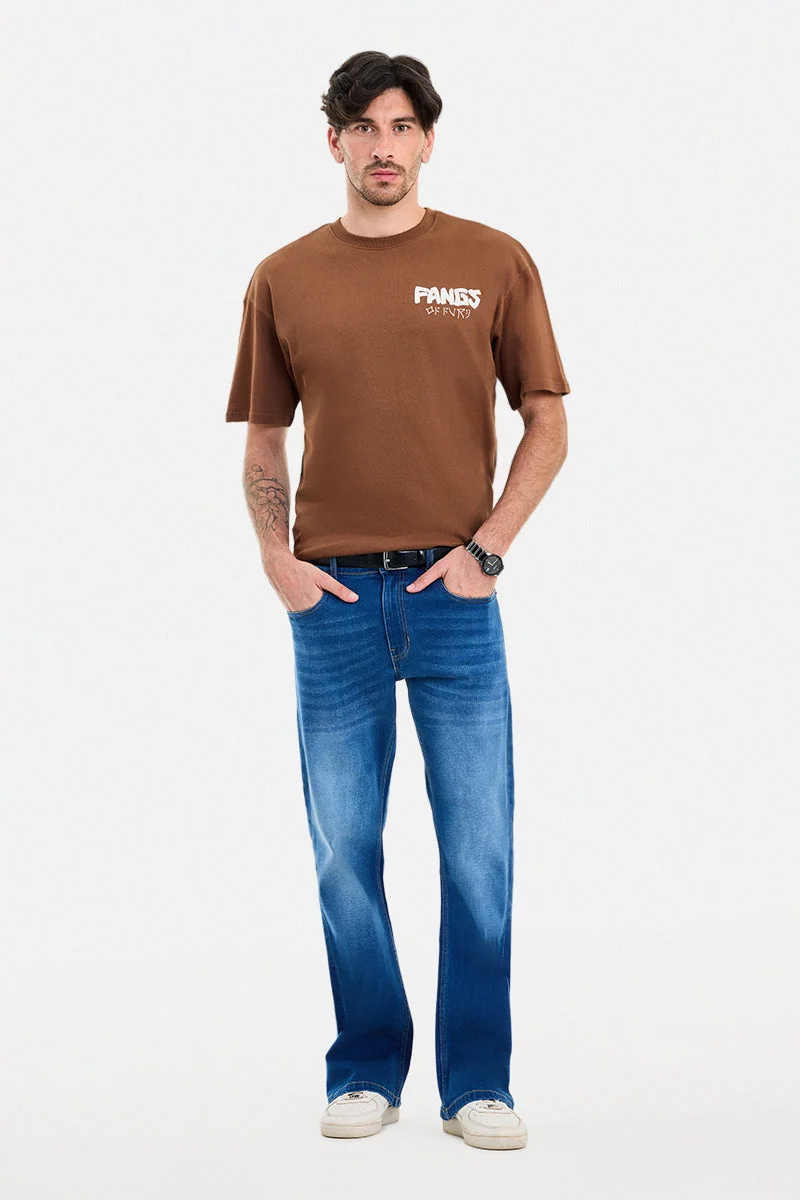 سنيتش Blue Solid Flared Fit Casual Jeans