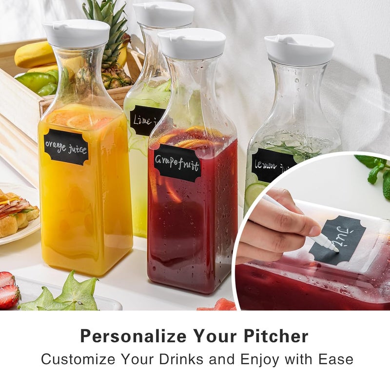 Cuiselect 50 Oz Water Carafe with Lids, Square Plastic Pitcher for Mimosa Bar, Drinks, Milk, Iced Tea, Juice Container for Fridge, BPA-Free, NOT DISHWASHER SAFE (4 Pack) - Image 5