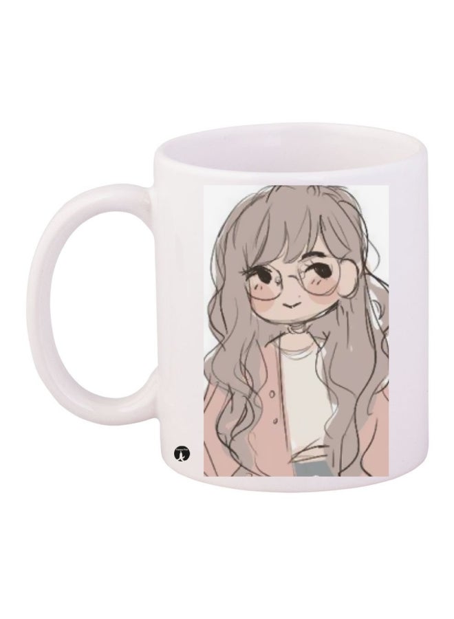 Printed Coffee Mug White/Grey/Pink