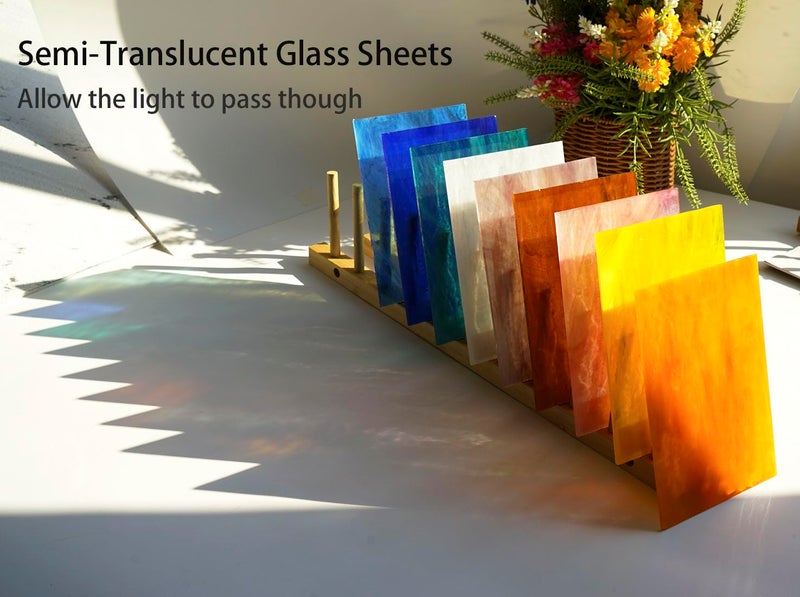 Lanyani Blue Transparent Stained Glass Sheets for Craft, 6x4 inch Colored Textured Cathedral Glass Pack, 10 Sheets - Image 2