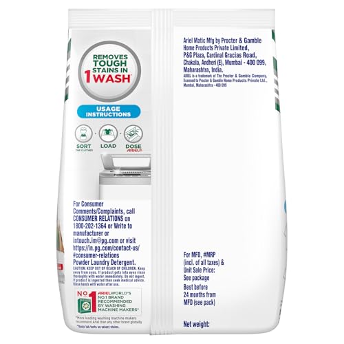 Ariel Matic Detergent Powder Top Load - 1kg | Removes 100 Tough Stains in 1 wash | Specially Designed for Washing Machines | Fresh Fragrance - Image 2
