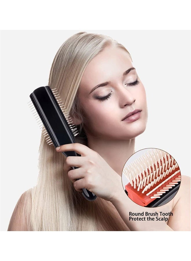 فرشاة شعر مكونة من 9 صفوف، فرشاة شعر سهلة التنظيف وقابلة للإزالة لتصفيف الشعر وفك التشابك وتشكيل الشعر وتنعيمه وتجفيفه بالمجفف وفصله وتحديد تجعيدات الشعر المجعد... (أحمر) - Image 5