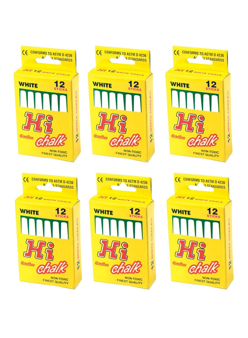 HI White Dustless Chalk Non Toxic Finest Quality 12 Sticks - Image 2
