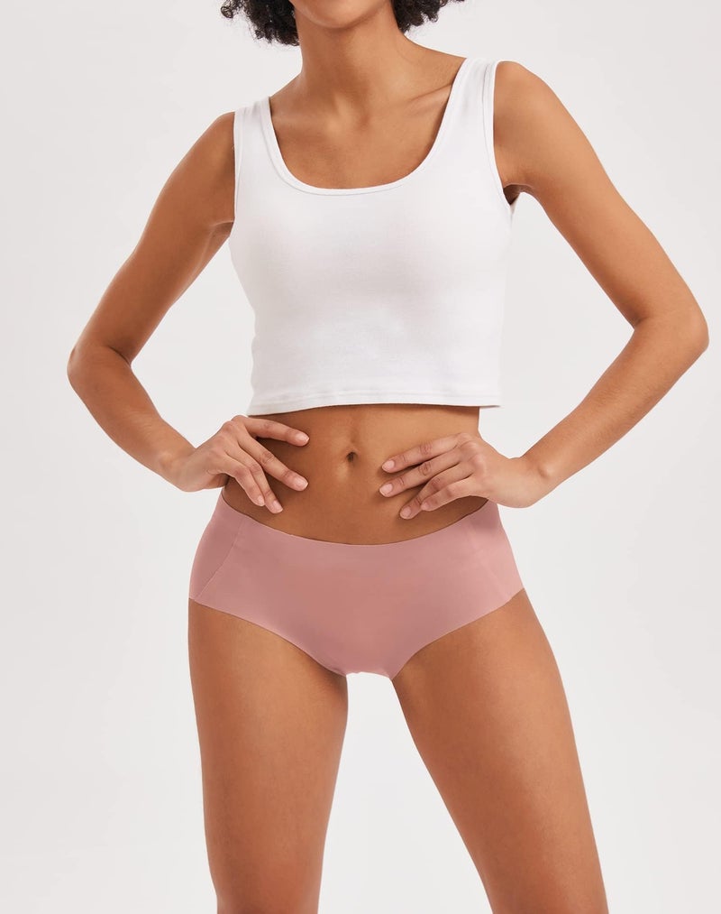 INNERSY Women's Seamless No Show Hipster Panties Invisible Light Underwear 3-Pack(Black/Brick Red/Nude,Large) - Image 2