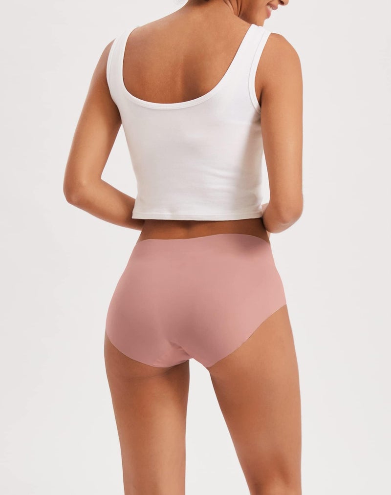 INNERSY Women's Seamless No Show Hipster Panties Invisible Light Underwear 3-Pack(Black/Brick Red/Nude,Large) - Image 4