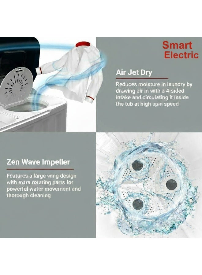 سمارت اليكتريك غسالة سمارت الكتريك حوضين 7.5 كيلو ، بدون ضوضاء، عالية الجودة، سهلة النقل، - Image 3