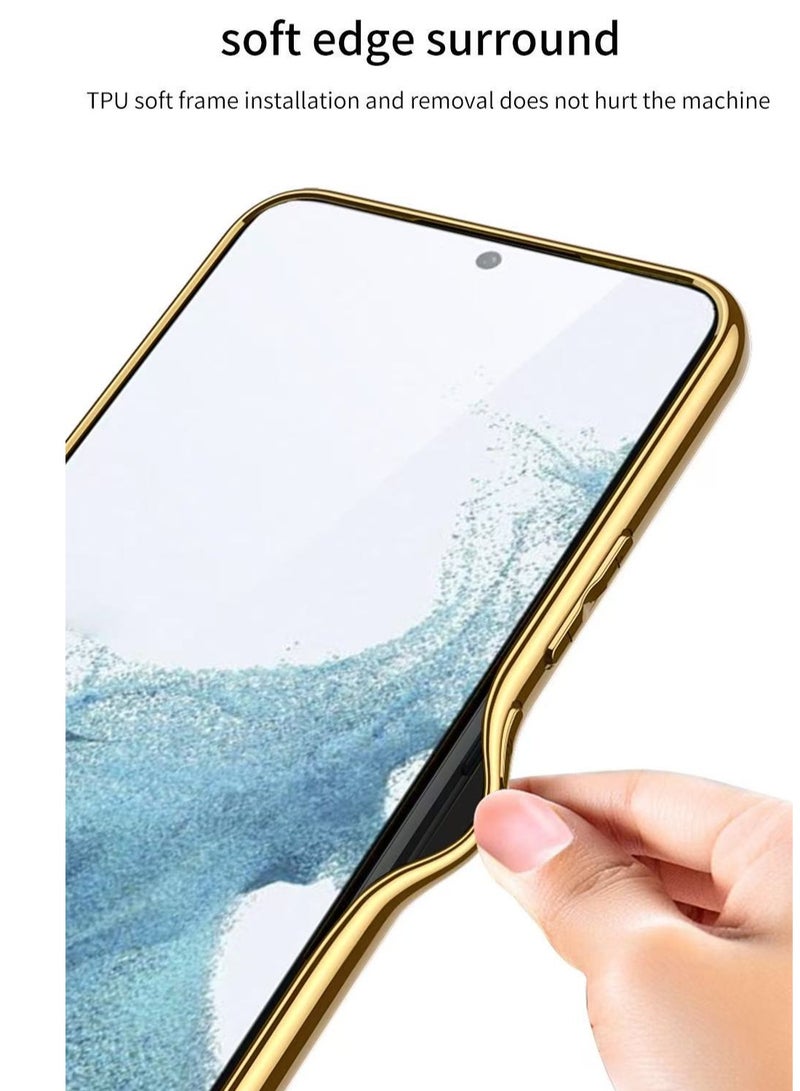 Compatible with Samsung S24Ultra Case, Deluxe Gold Plated Leather Business Premium Classic Case, Anti-Slip, Scratch Resistant Case (Black) - Image 5