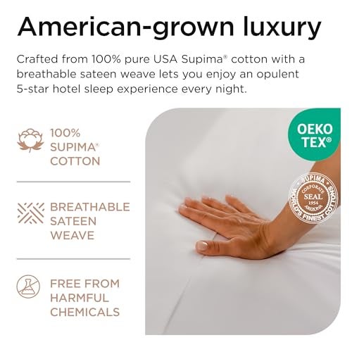 Threadmill Supima Cotton Sheets Queen | 656 Thread Count Queen Sheets for Queen Mattress | 4 Piece Luxury Bed Sheet | Sateen Weave Hotel Quality Sheet with Elasticized Deep Pocket| White Sheet - Image 3
