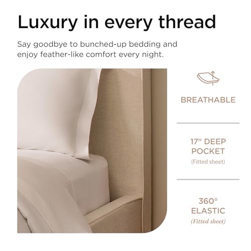 Threadmill Supima Cotton Sheets Queen | 656 Thread Count Queen Sheets for Queen Mattress | 4 Piece Luxury Bed Sheet | Sateen Weave Hotel Quality Sheet with Elasticized Deep Pocket| White Sheet - Image 5