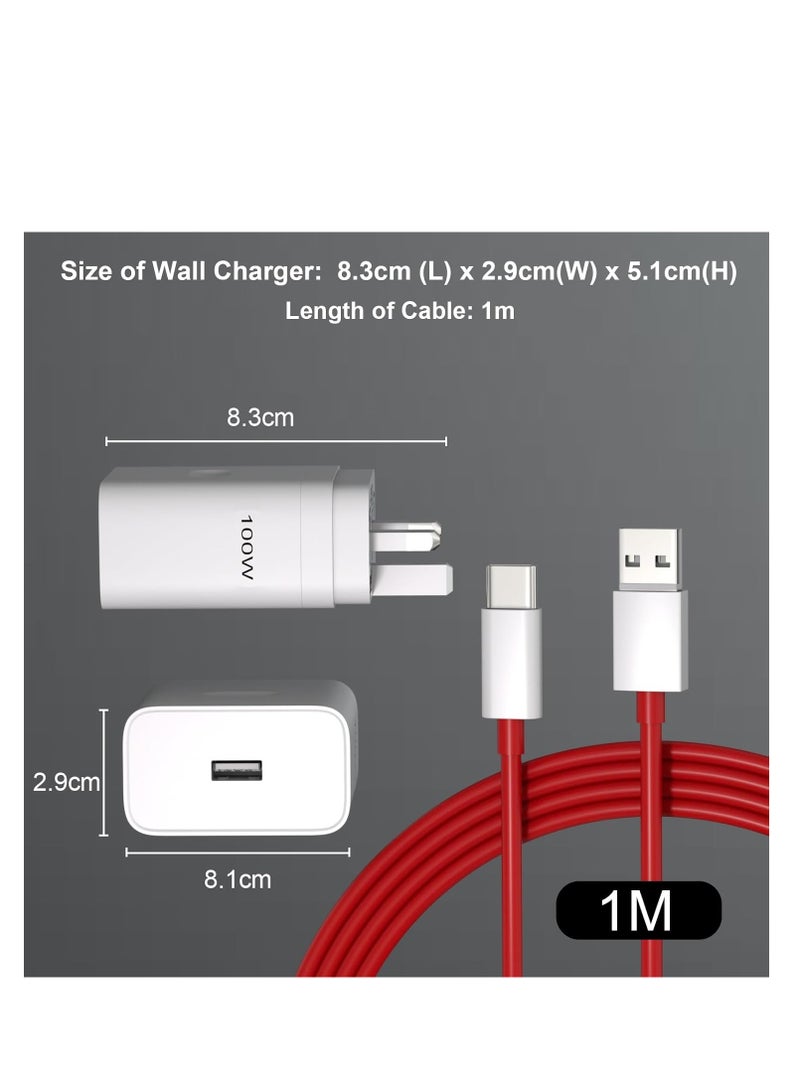 100W Supervooc Charger for Oppo/Oneplus, 3.3FT/6A USB C Cable, Vooc Power Adapter USB Wall Charger Plug Fast Charging UK and Type C Lead for OPPO Find X8 X8 Pro X7 X6 X5 X4 X3 Neo X3 Pro X2 Pro X2 R - Image 3