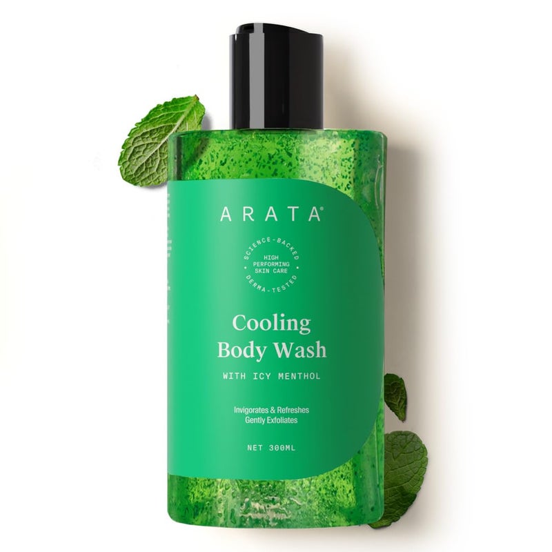 Arata Cooling Exfoliating Body Wash with Menthol Glycerine Smooth Hydrated Skin Protects Skin Barrier Body Wash for Women Men Paraben SiliconeFree For All Skin Types 300ml - Image 1