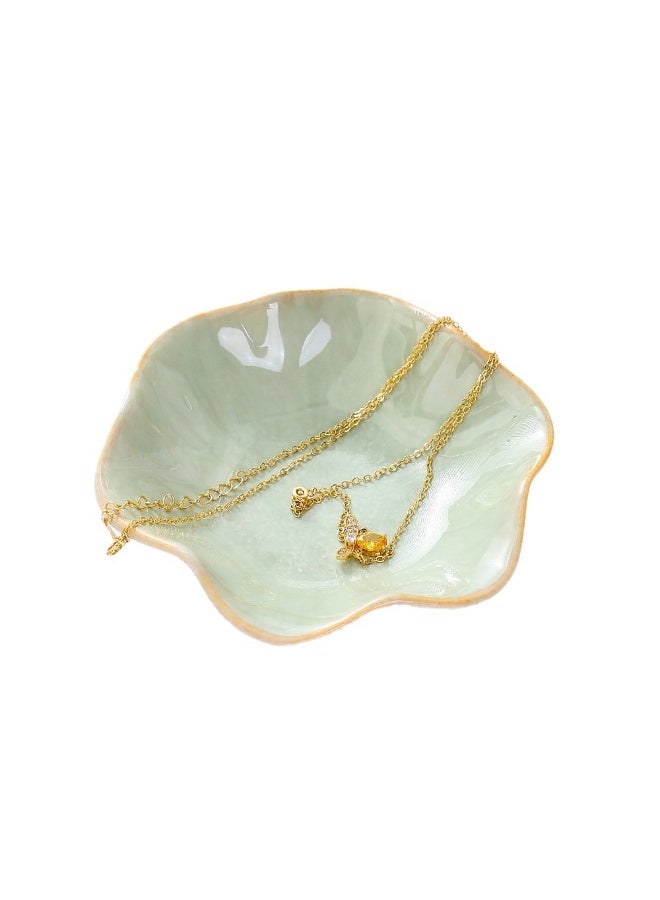 Ceramic Jewelry Dish - Lotus Leaf Shape, for Ring Holder Necklace Small Key, Cute Plate Trinket Tray, Home Decor - Image 2
