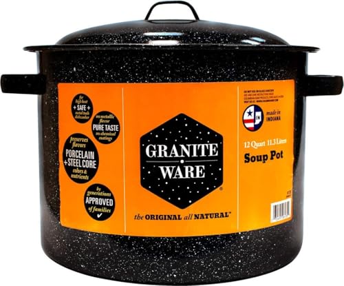 Granite Ware 12-Quart Stockpot, Large Capacity for Soups, Stews, Pasta - Durable Graniteware with Non-Stick Surface for Easy Cleaning - Chip-Resistant & Even Heat Distribution (Speckled Black) - Image 4