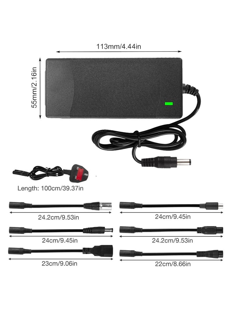 Electric Scooter Charger, 42V 2A Fast Charger with 6 Connectors for Lithium-Ion Batteries (36V/42V), Compatible with Electric Bicycles, Electric Scooters, and Balance Vehicles - Image 4