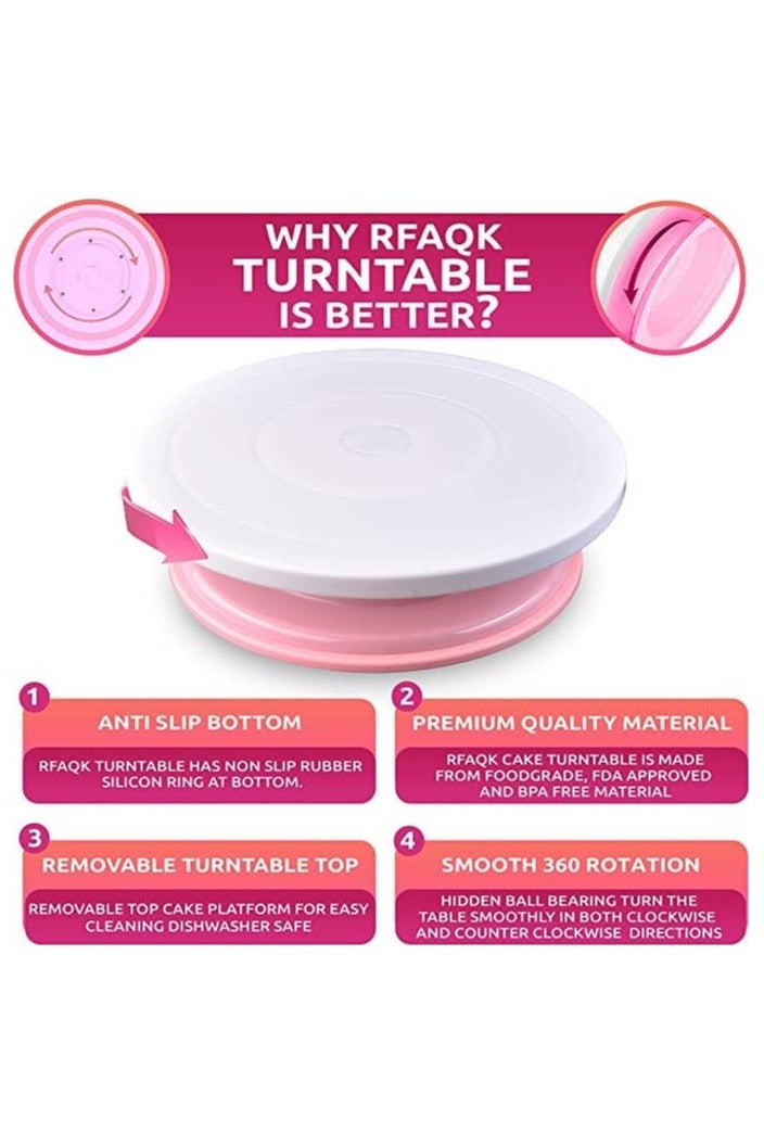 35PCs Cake Turntable and Leveler-Rotating Cake Stand with Non Slip pad-7 Icing Tips and 20 Bags- Straight & Offset Spatula-3 Sc Set -Baking Tools - Image 3